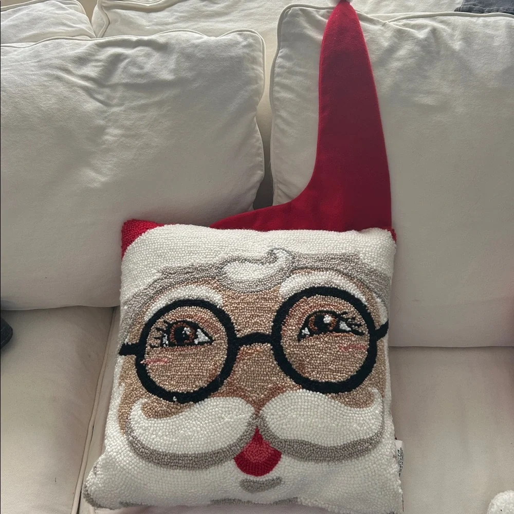 ASHLAND SANTA FACE THROW PILLOW 16x16 NWT
